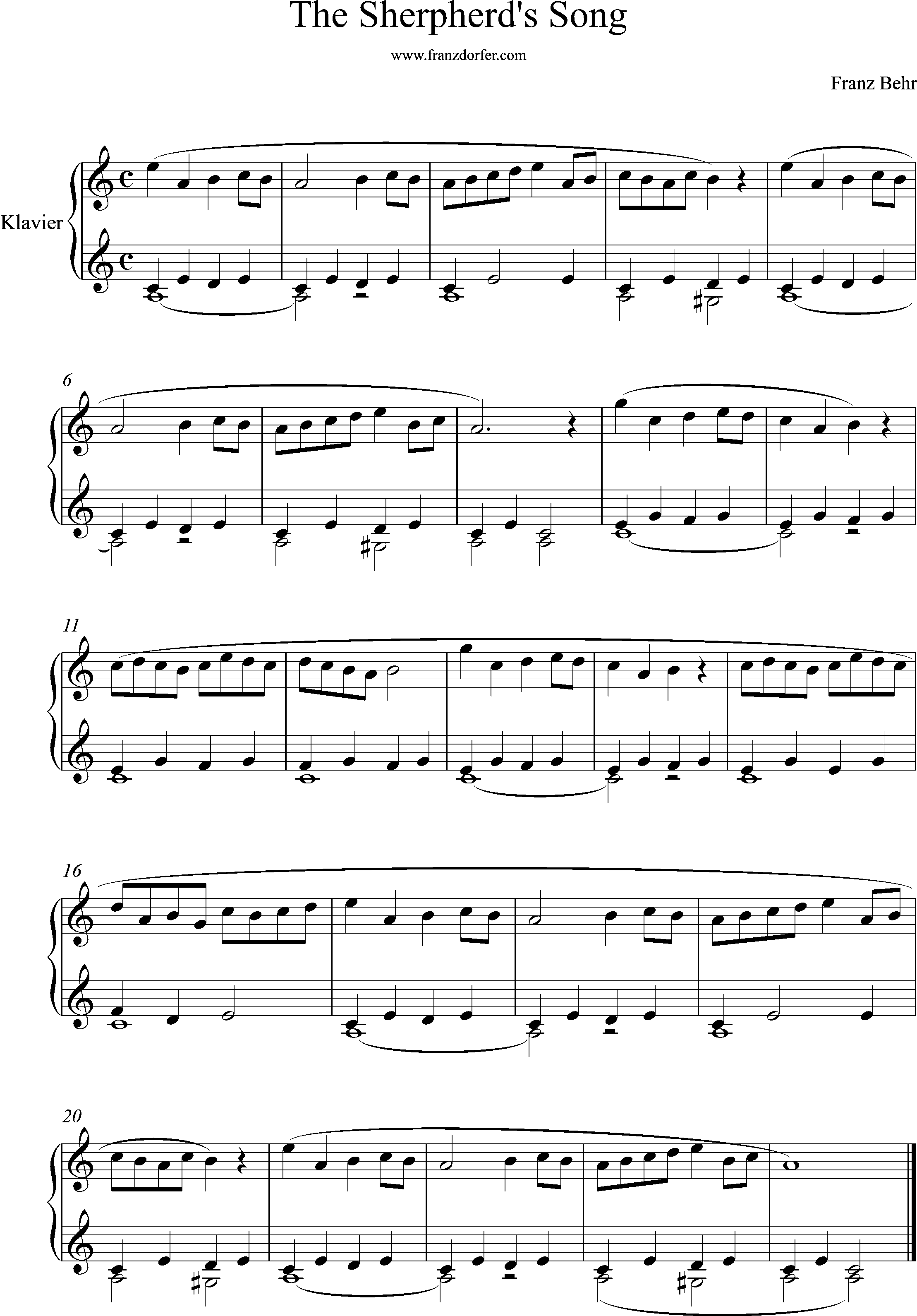 piano sheetmusic, Franz Behr
